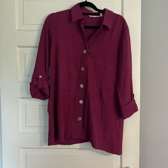 Soft Surroundings Marianna Purple Button Down Tunic Top - Picture 1 of 4
